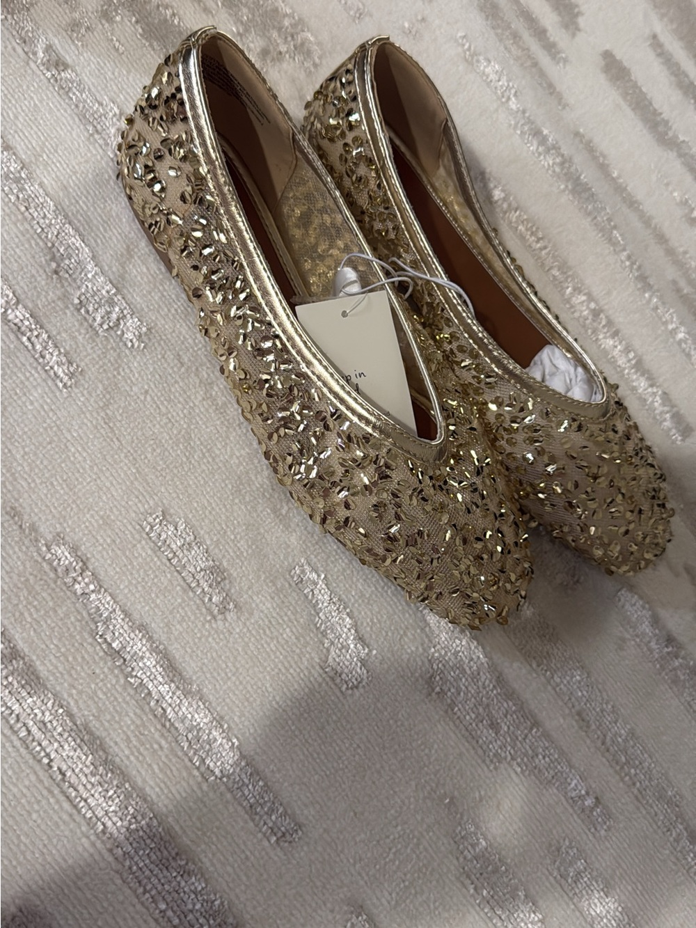 a new day Metallic Gold Sequin Ballet Flats